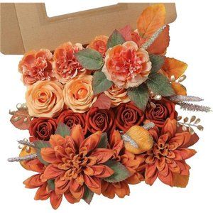 Artificial Flowers Combo Box Set Gradient Color Flower Leaf w/ Stems DIY Wedding
